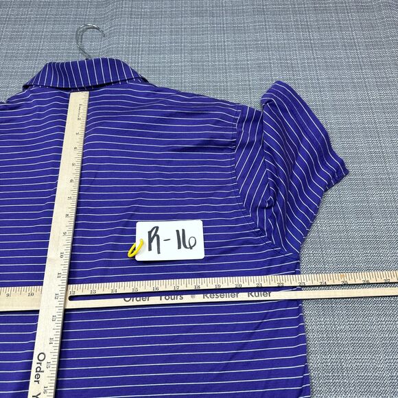 Peter Millar Polo Shirt Men‎ Large Purple Striped Performance Golf Casual - Picture 5 of 7